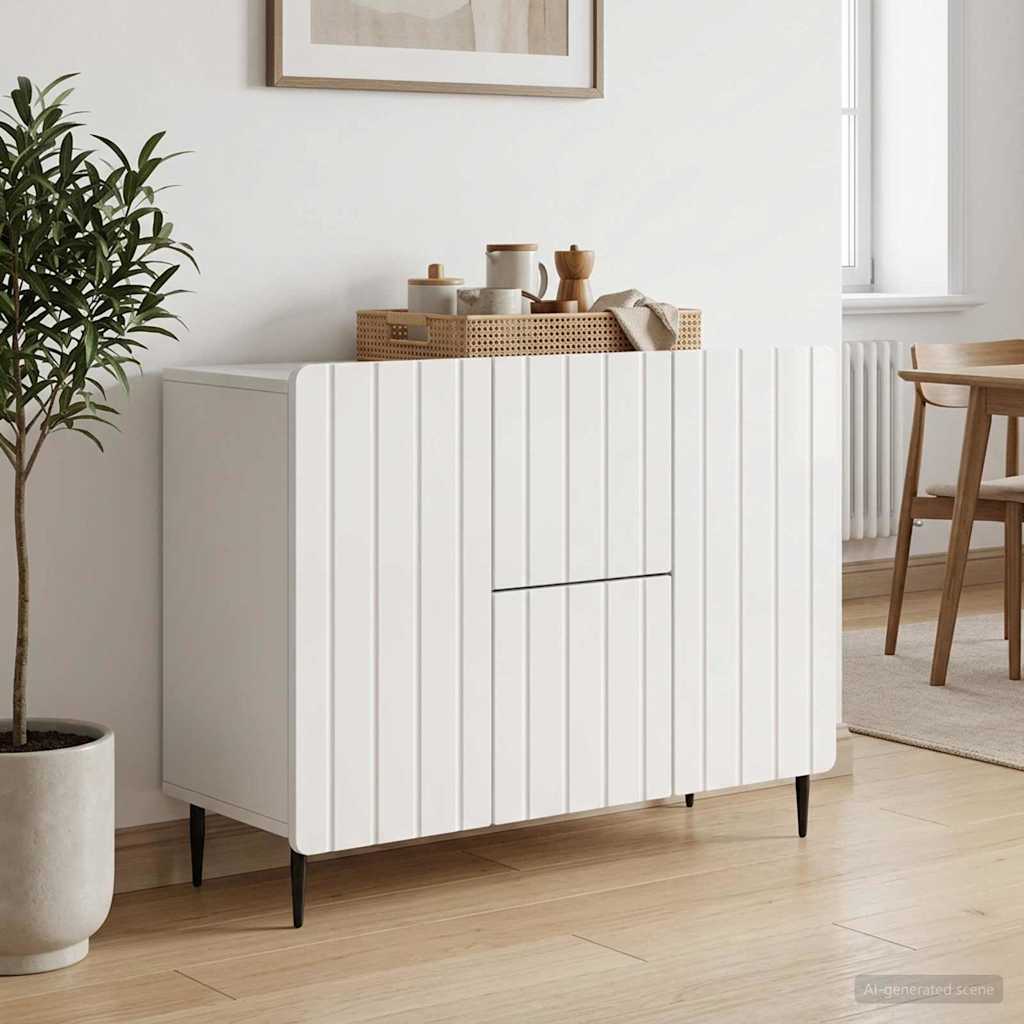 vidaXL Bufet Biały wysoki połysk 89 x 34,5 x 62 cm Drewno inżynieryjne