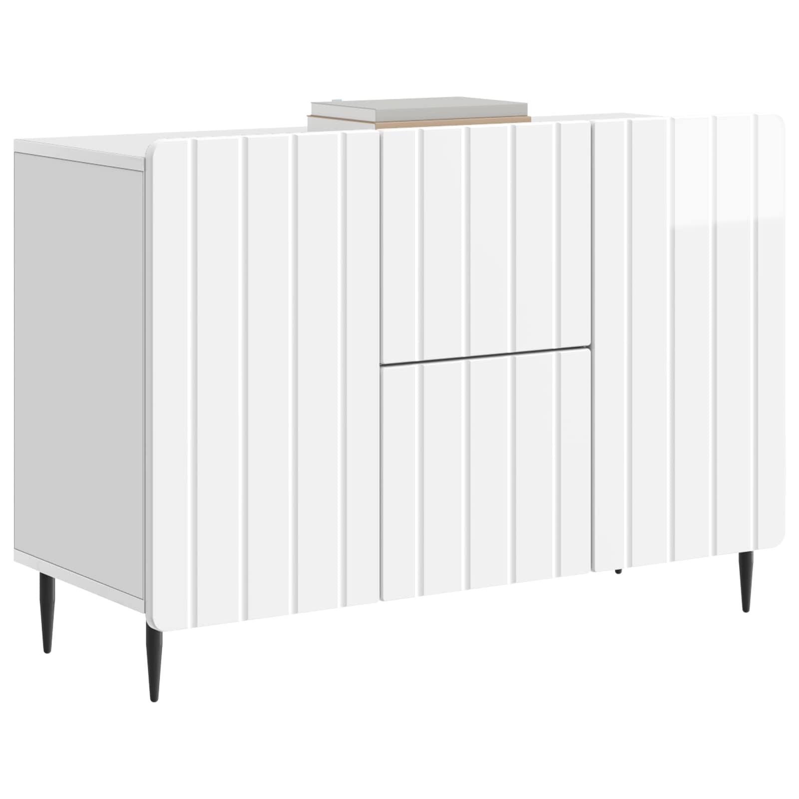 vidaXL Bufet Biały wysoki połysk 89 x 34,5 x 62 cm Drewno inżynieryjne
