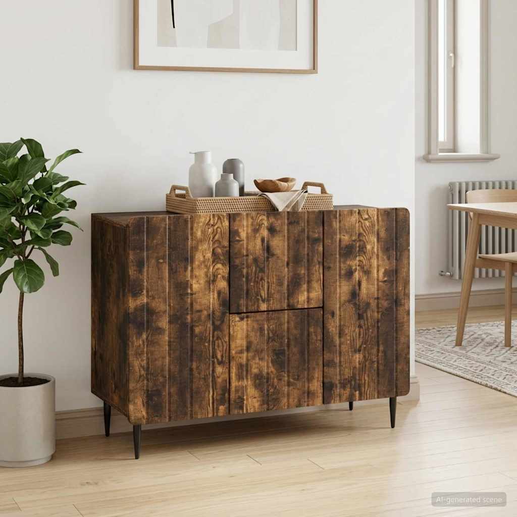 vidaXL Bufet Dąb wędzony 89 x 34,5 x 62 cm Drewno inżynieryjne