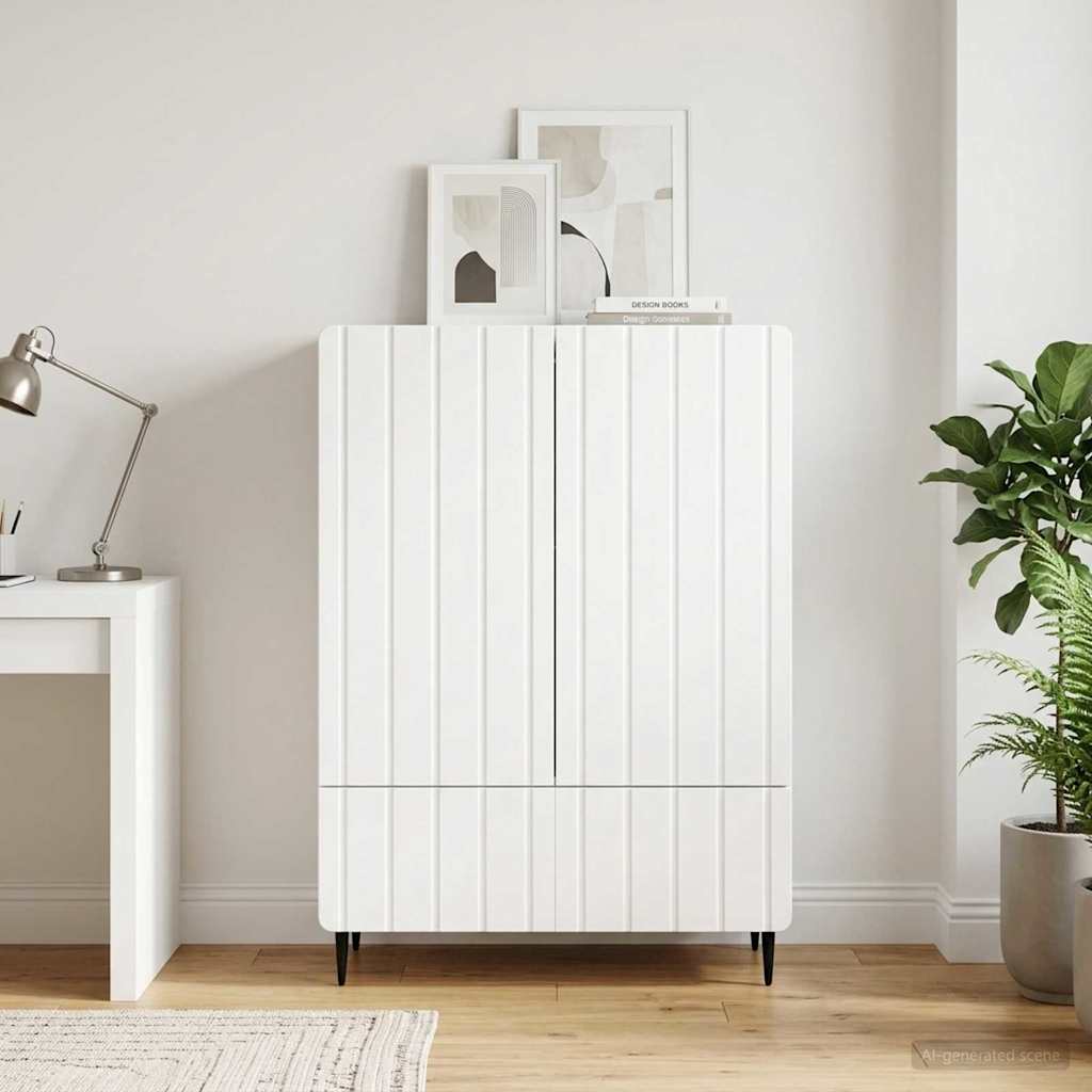 vidaXL Bufet Biały wysoki połysk 66 x 34,5 x 97 cm Drewno inżynieryjne