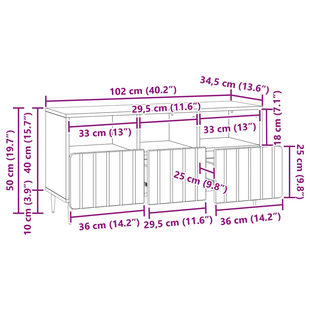 vidaXL Szafka pod telewizor z szufladą dąb Sonoma 102 x 34,5 x 50 cm