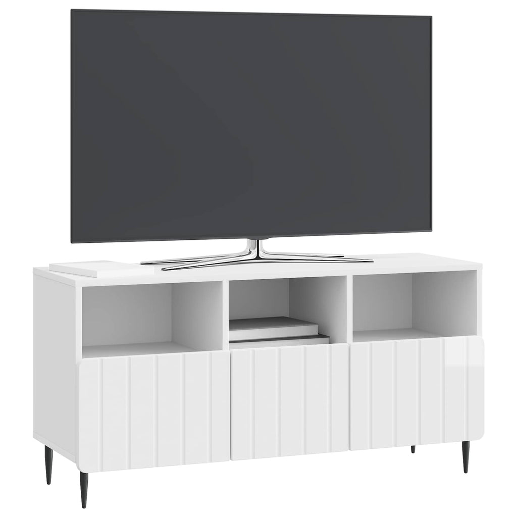 vidaXL Szafka pod telewizor Biały wysoki połysk 102 x 34,5 x 50 cm