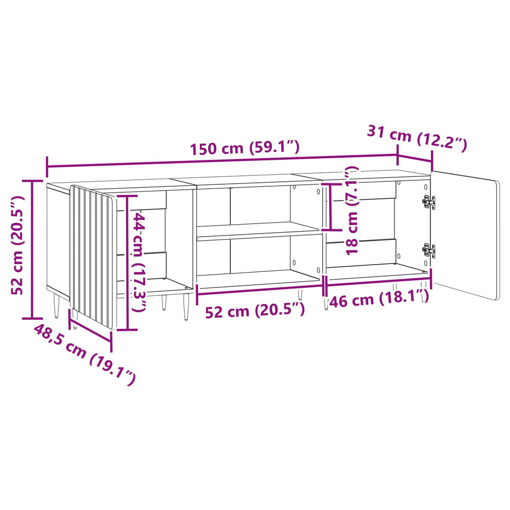 vidaXL Szafka pod telewizor dąb Sonoma 150 x 31 x 52 cm