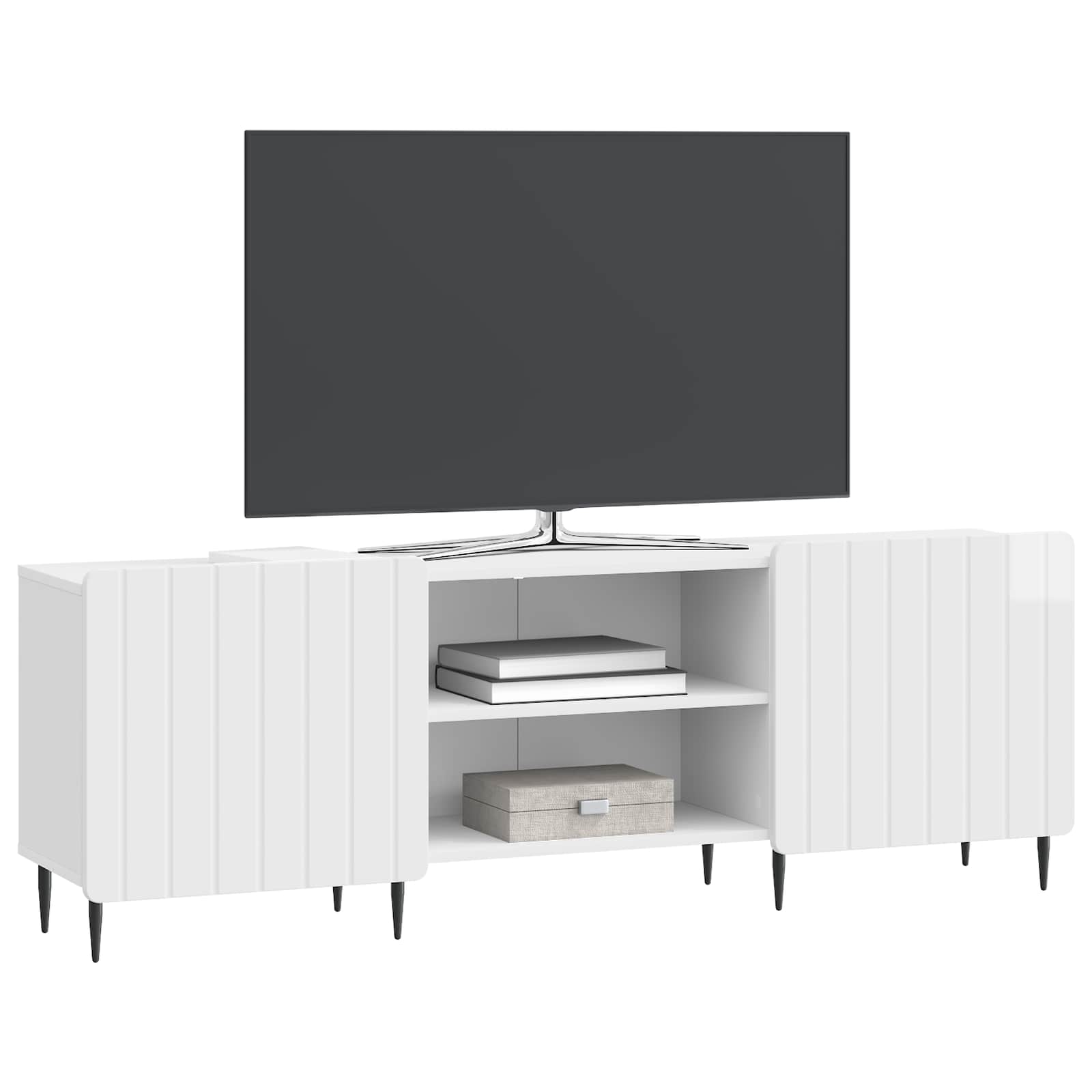 vidaXL Szafka pod telewizor Biały wysoki połysk 150 x 31 x 52 cm