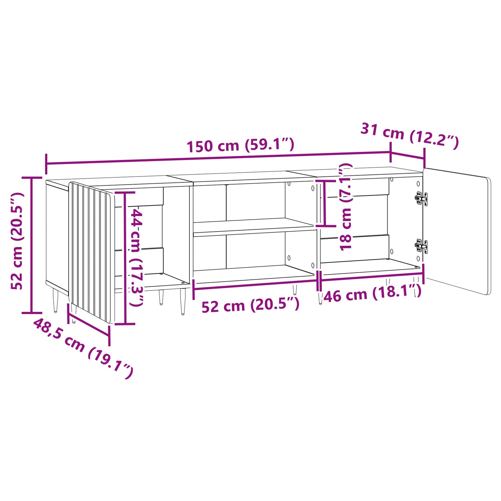 vidaXL Szafka pod telewizor Dąb wędzony 150 x 31 x 52 cm