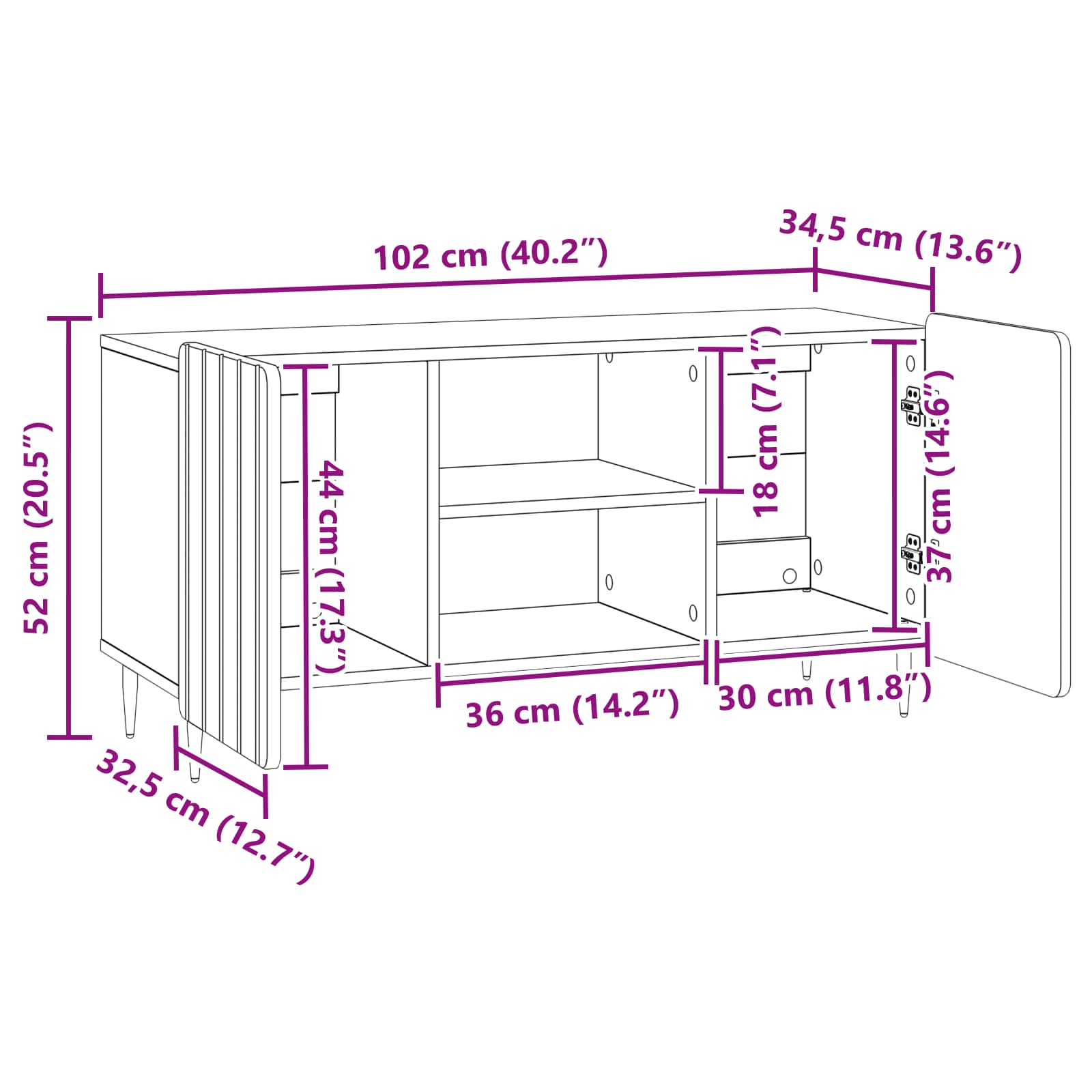 vidaXL Szafka pod telewizor Betonowy szary 102 x 34,5 x 52 cm