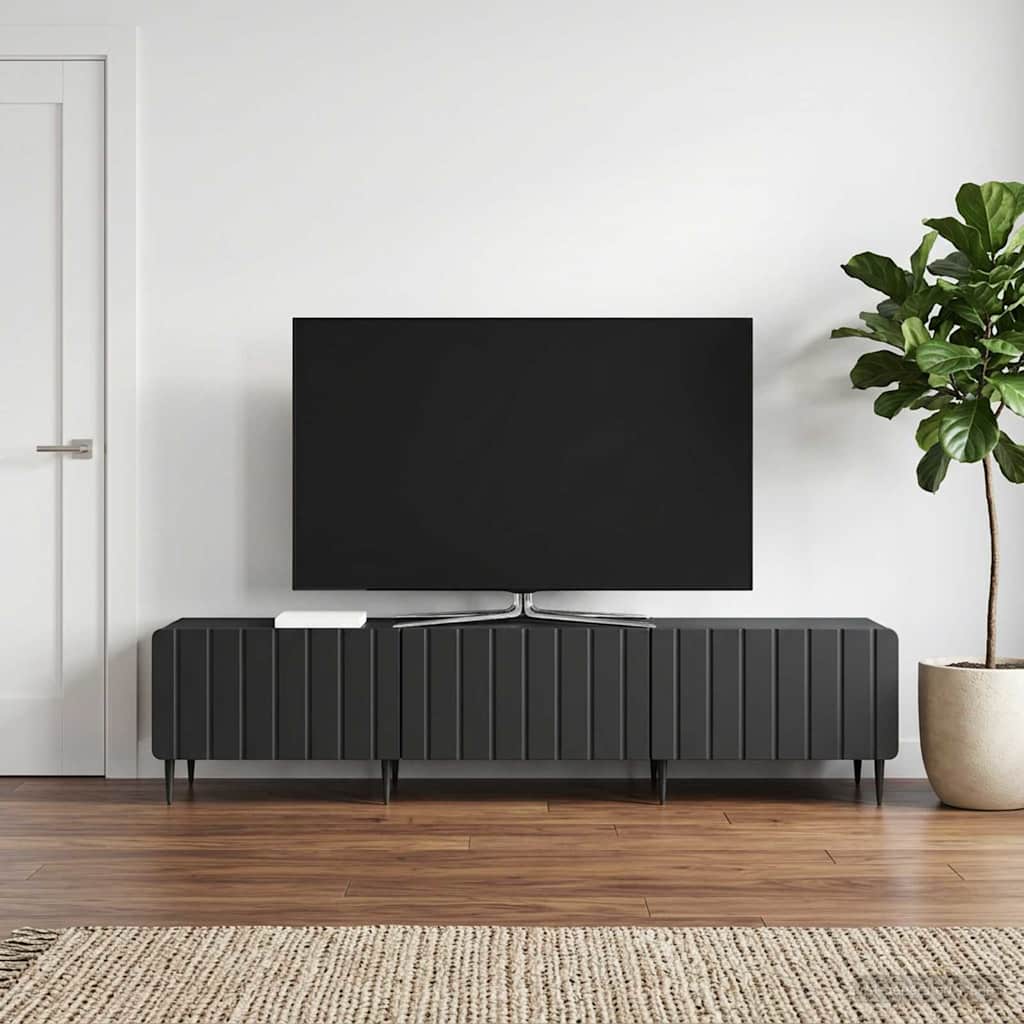 vidaXL Szafka pod telewizor z szufladą Czarny 147 x 34,5 x 32 cm