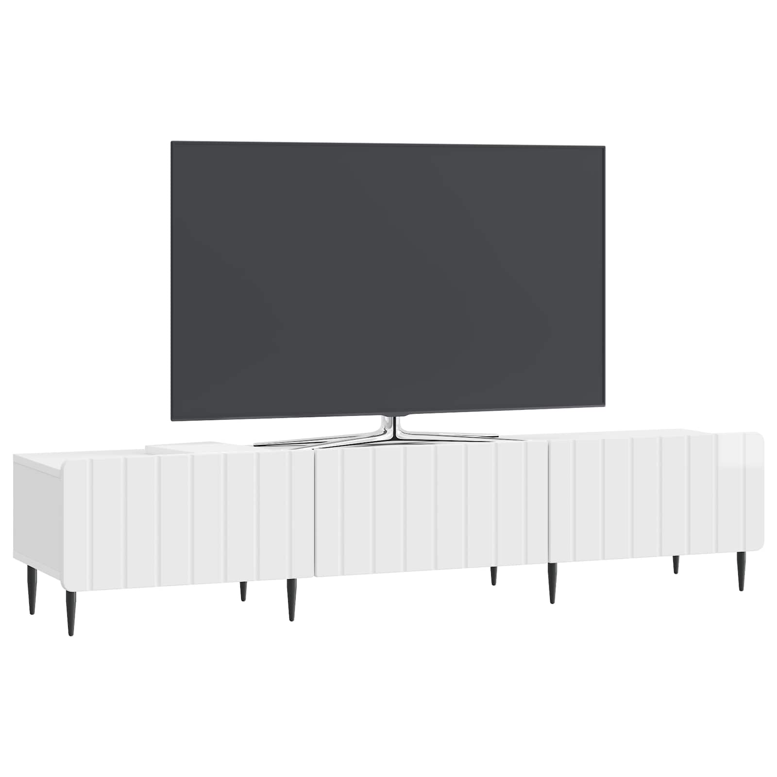 vidaXL Szafka pod telewizor Biały wysoki połysk 147 x 34,5 x 32 cm