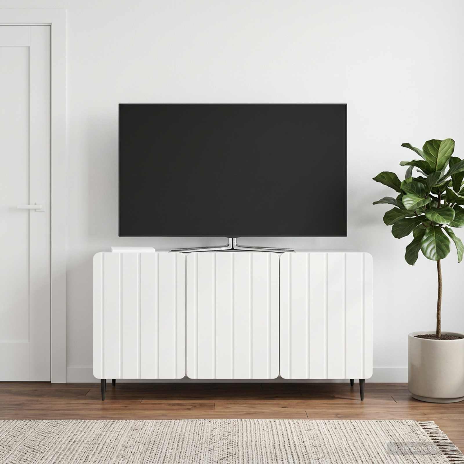 vidaXL Szafka pod telewizor Biały wysoki połysk 99 x 34,5 x 52 cm