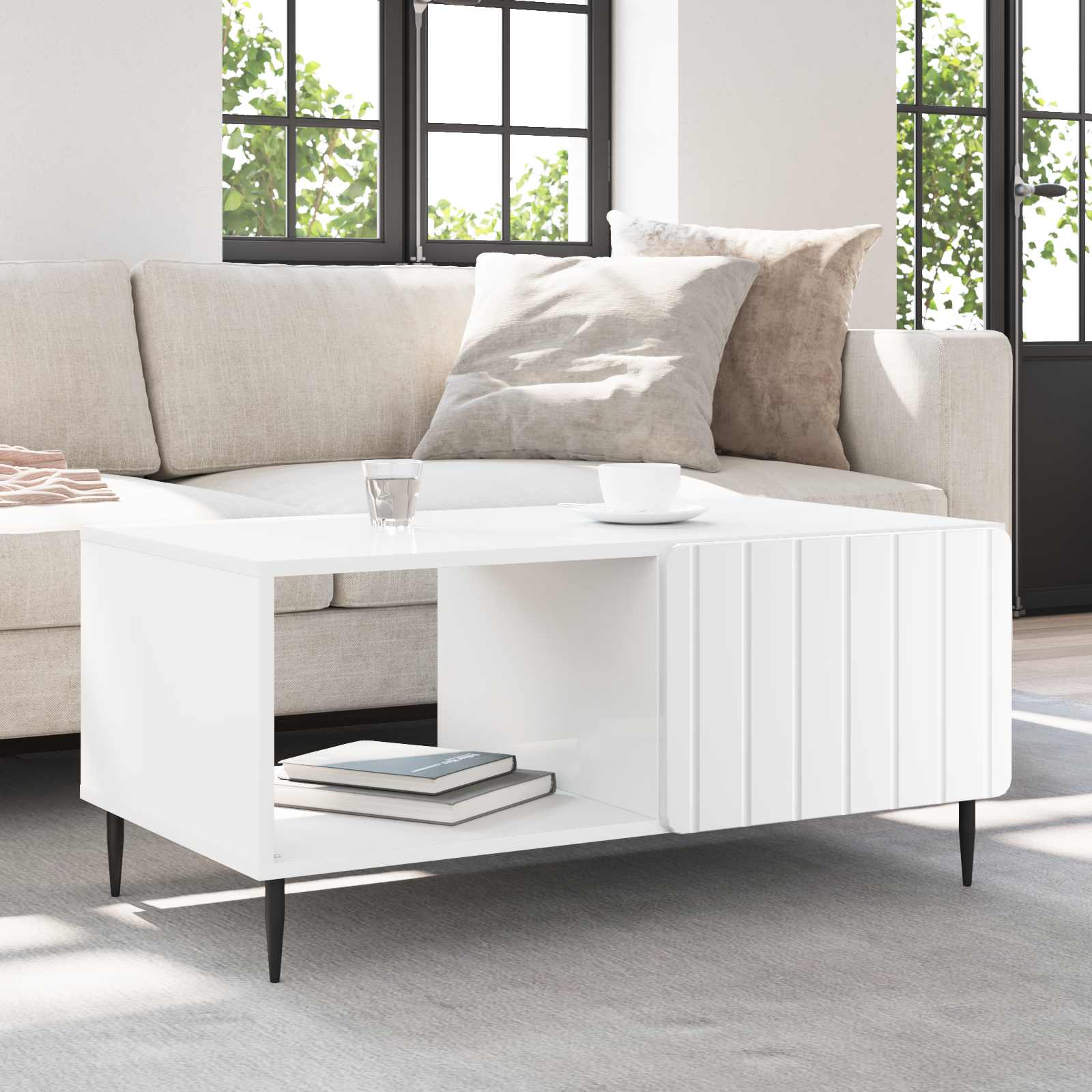 vidaXL Stolik kawowy Biały 90 x 50 x 40 cm Drewno inżynieryjne