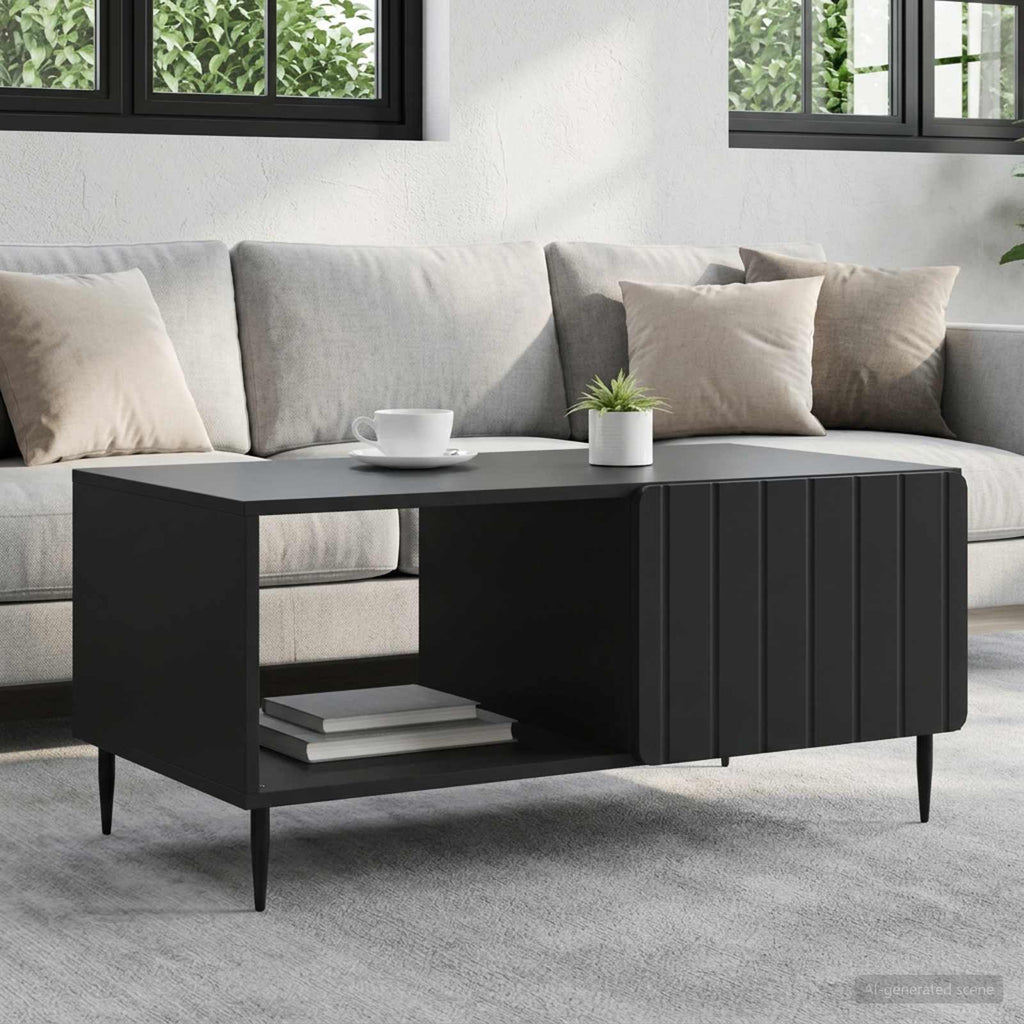 vidaXL Stolik kawowy Czarny 90 x 50 x 40 cm Drewno inżynieryjne