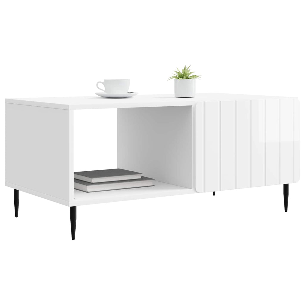 vidaXL Stolik kawowy Biały wysoki połysk 90 x 50 x 40 cm