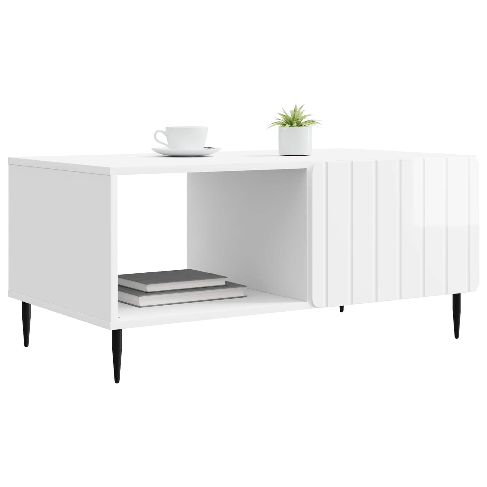 vidaXL Stolik kawowy Biały wysoki połysk 90 x 50 x 40 cm