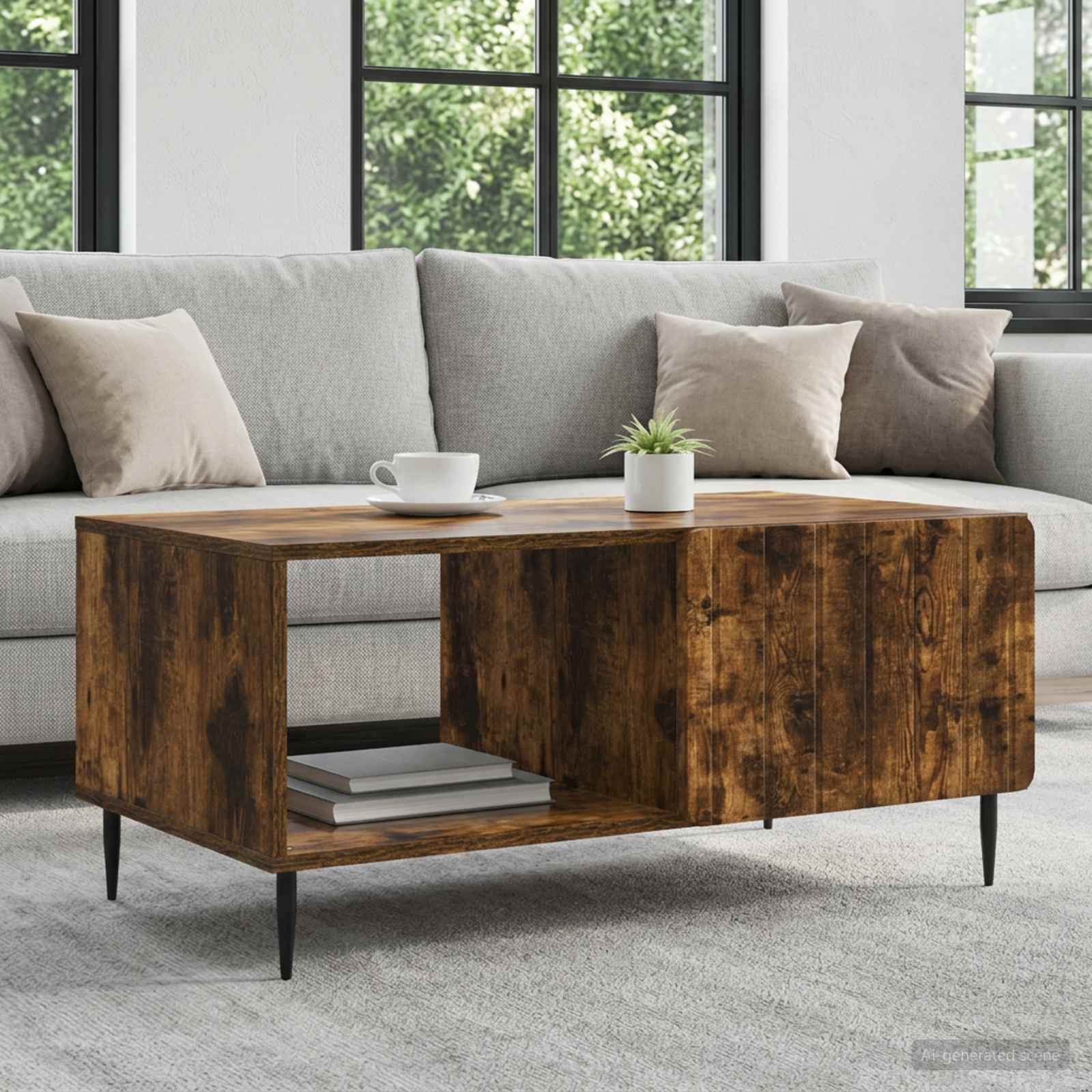 vidaXL Stolik kawowy Dąb wędzony 90 x 50 x 40 cm Drewno inżynieryjne