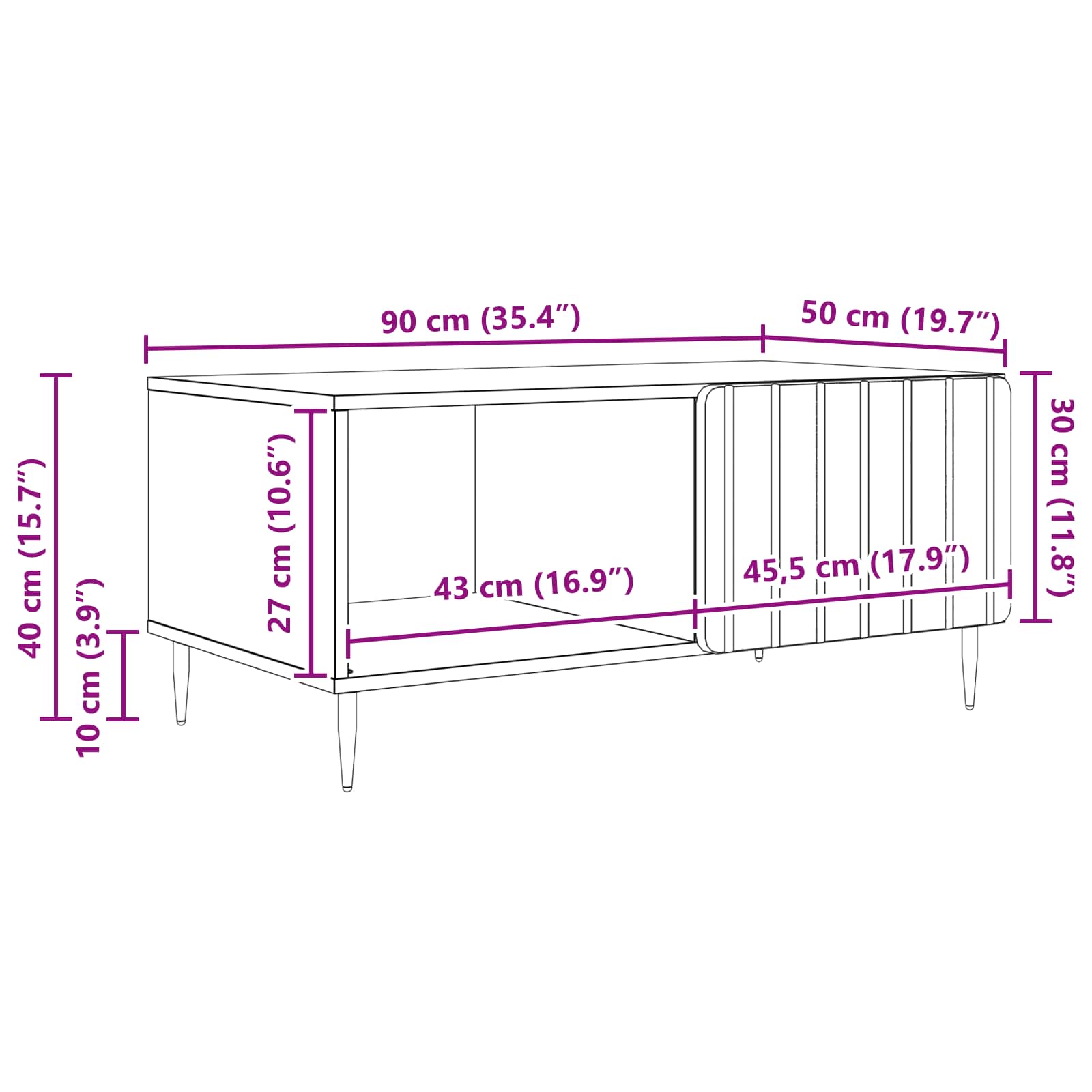 vidaXL Stolik kawowy Dąb wędzony 90 x 50 x 40 cm Drewno inżynieryjne