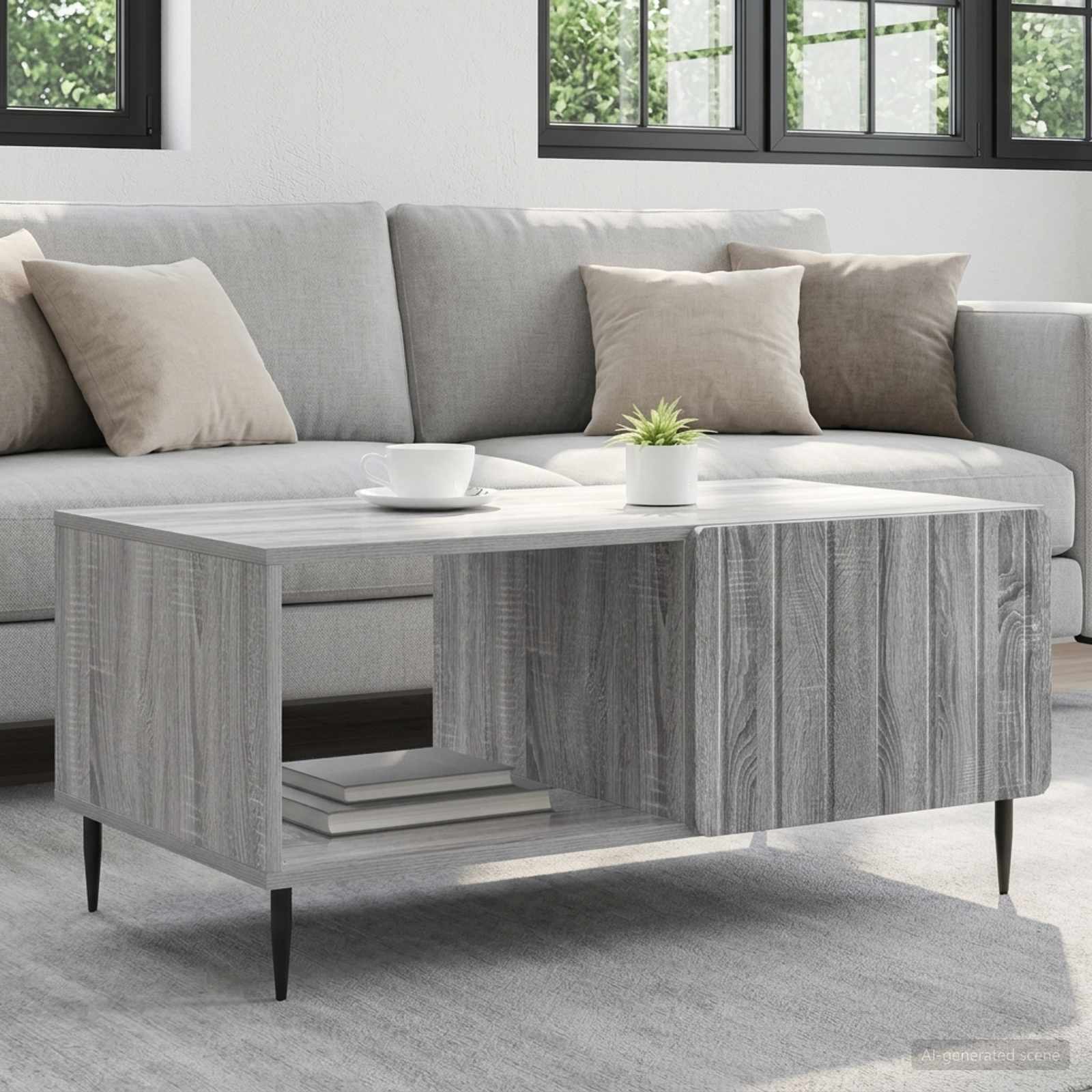 vidaXL Stolik kawowy Szary Sonoma 90 x 50 x 40 cm Drewno inżynieryjne