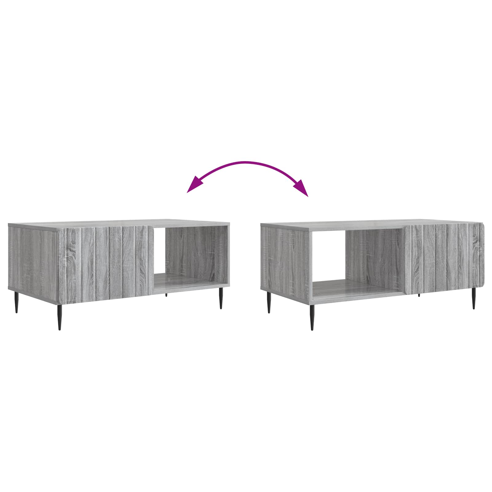 vidaXL Stolik kawowy Szary Sonoma 90 x 50 x 40 cm Drewno inżynieryjne