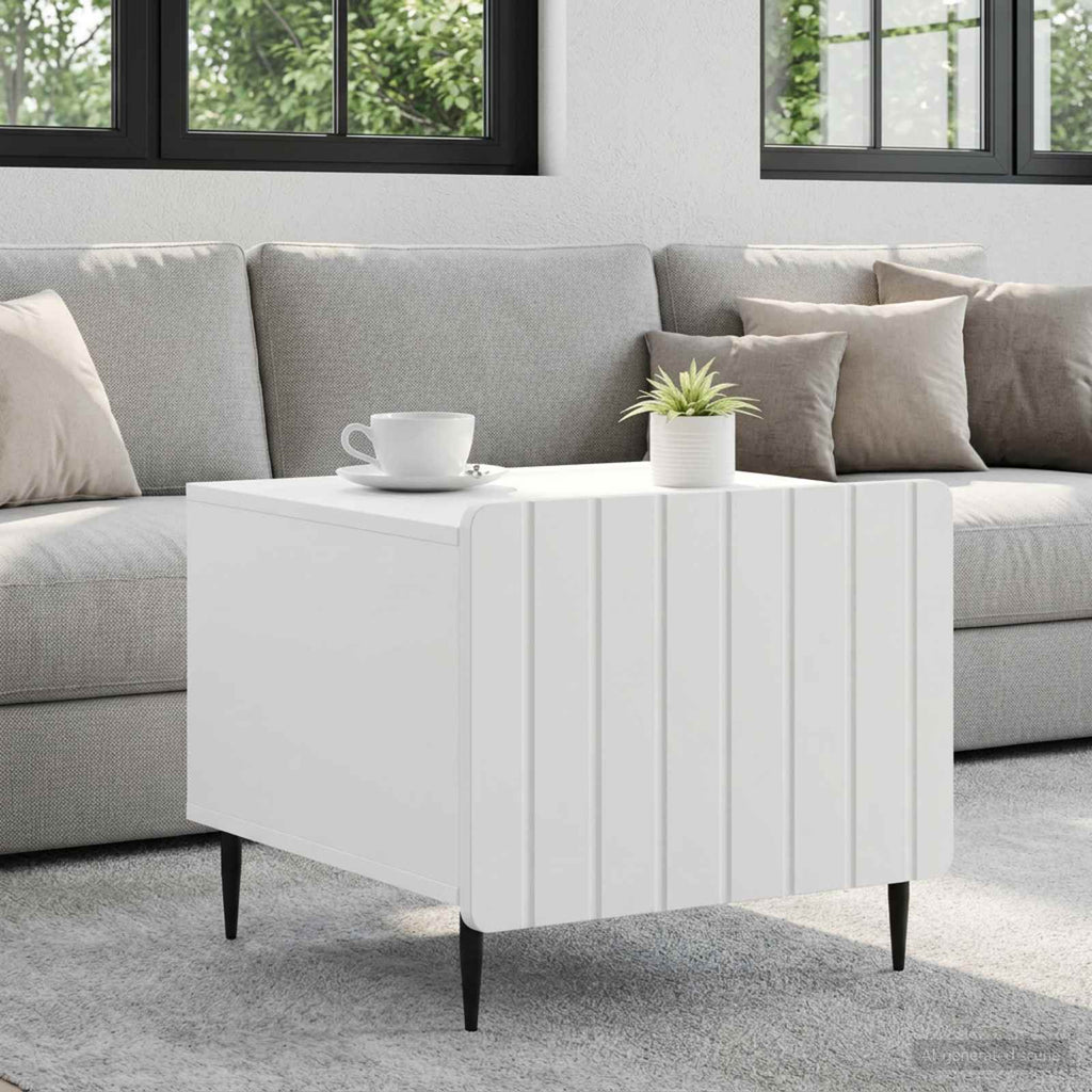 vidaXL Stolik kawowy Biały 49 x 50 x 42 cm Drewno inżynieryjne