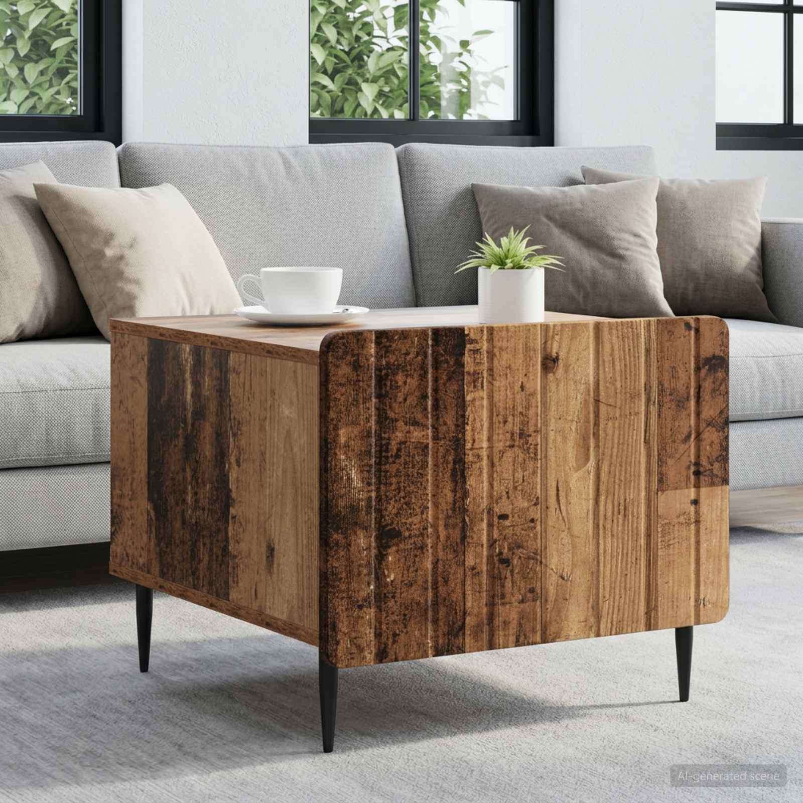 vidaXL Stolik kawowy Stare drewno 49 x 50 x 42 cm Drewno inżynieryjne