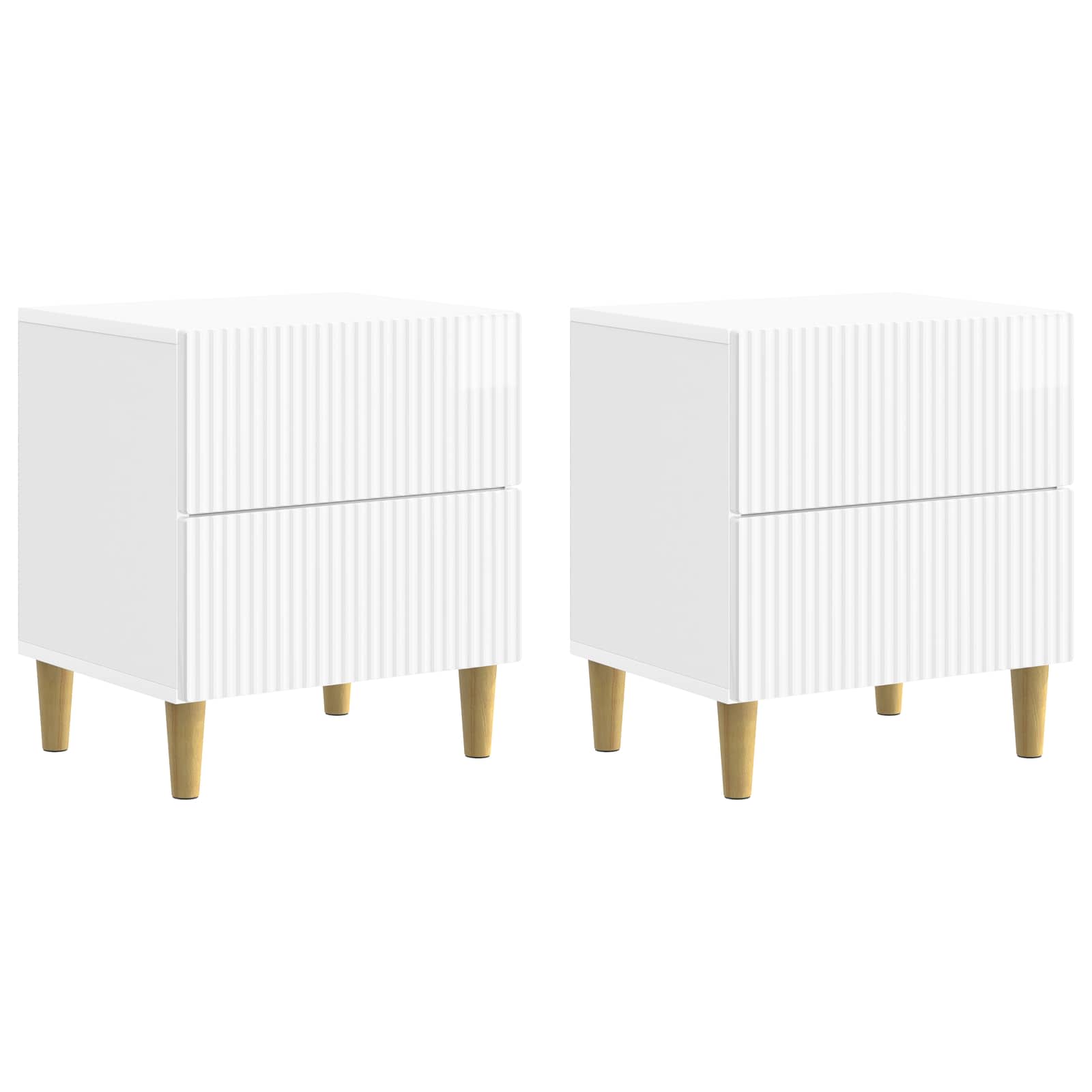 vidaXL Szafka Nocna 2 pcs Biały wysoki połysk 43 x 34,5 x 48 cm