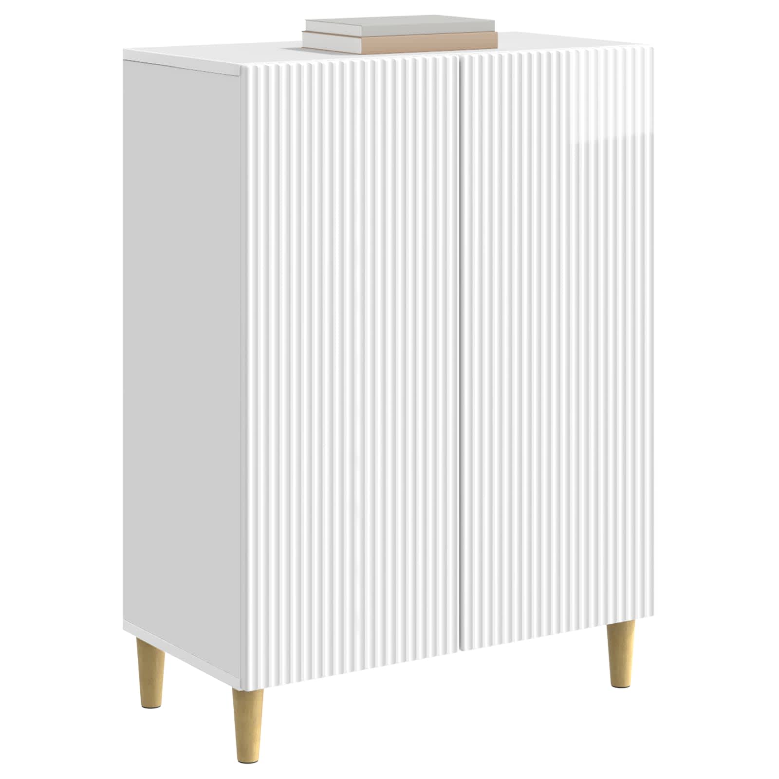 vidaXL Bufet Biały wysoki połysk 66 x 34,5 x 90 cm Drewno inżynieryjne