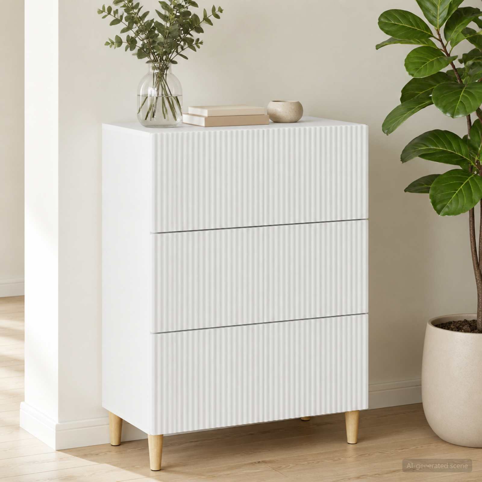 vidaXL Szafka z Szufladami Biały 66 x 34,5 x 90 cm Drewno inżynieryjne