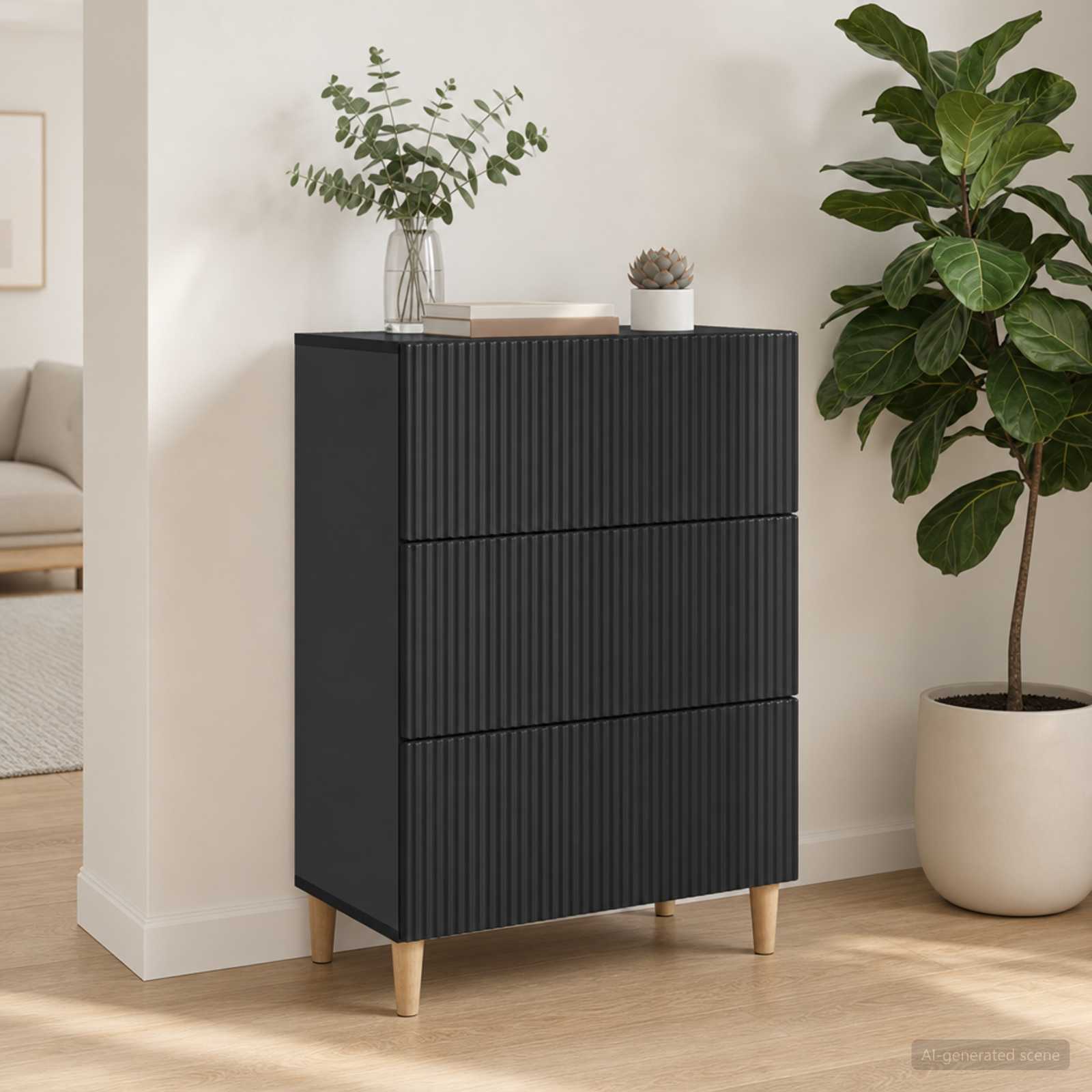 vidaXL Szafka z Szufladami Czarny 66 x 34,5 x 90 cm