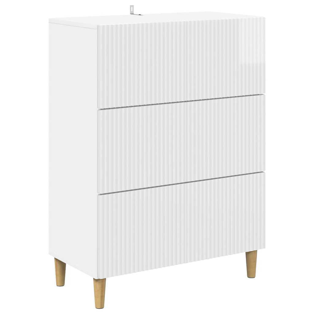 vidaXL Szafka z Szufladami Biały wysoki połysk 66 x 34,5 x 90 cm