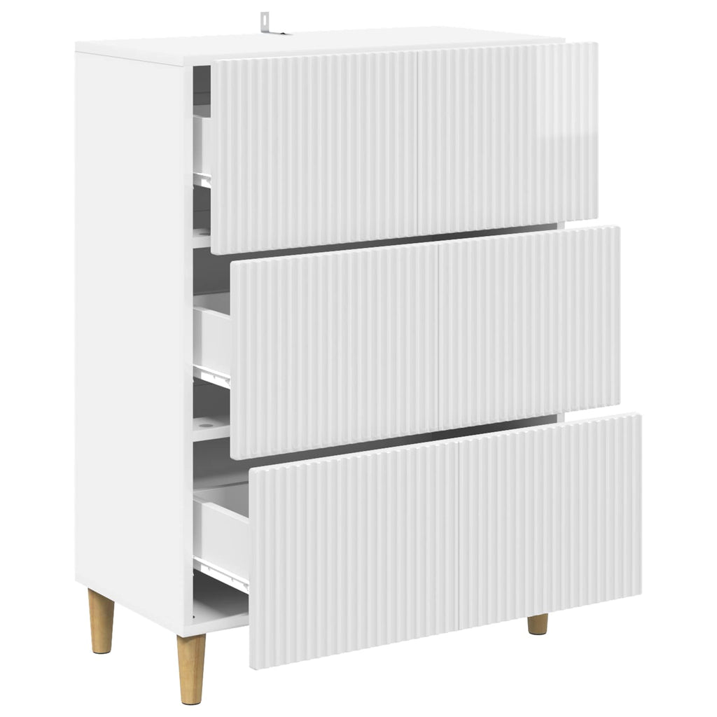vidaXL Szafka z Szufladami Biały wysoki połysk 66 x 34,5 x 90 cm