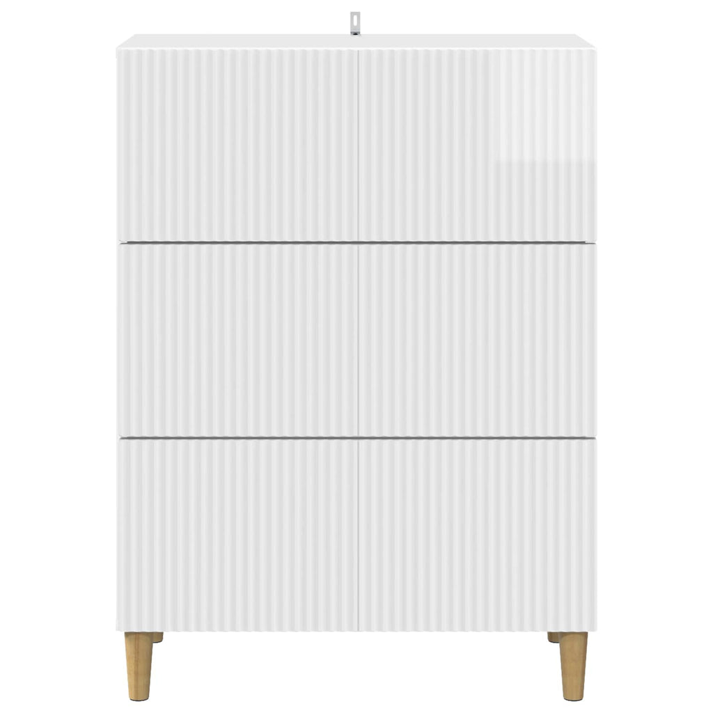 vidaXL Szafka z Szufladami Biały wysoki połysk 66 x 34,5 x 90 cm