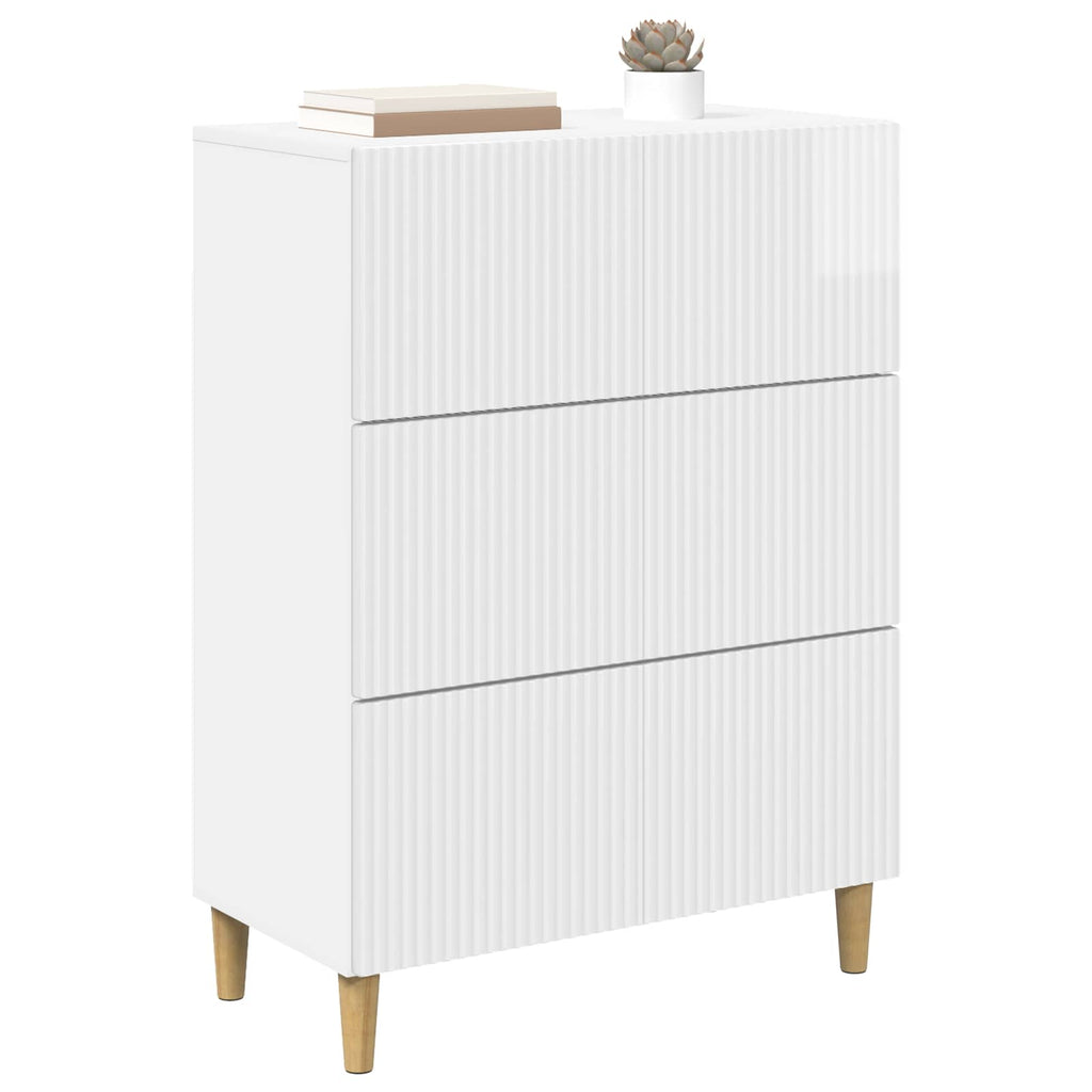 vidaXL Szafka z Szufladami Biały wysoki połysk 66 x 34,5 x 90 cm