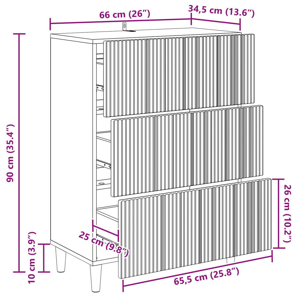 vidaXL Szafka z Szufladami Stare drewno 66 x 34,5 x 90 cm