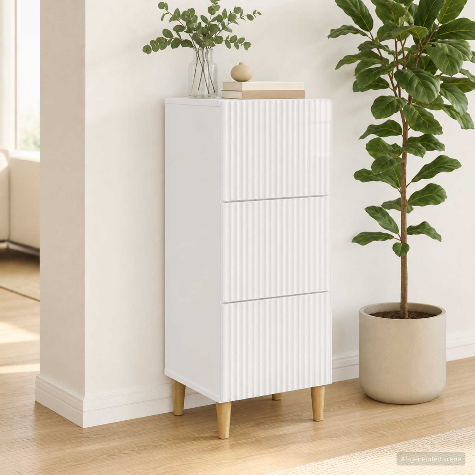vidaXL Szafka z Szufladami Biały wysoki połysk 33 x 34,5 x 90 cm
