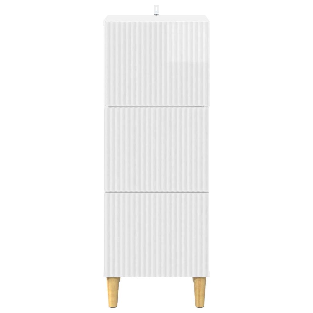 vidaXL Szafka z Szufladami Biały wysoki połysk 33 x 34,5 x 90 cm