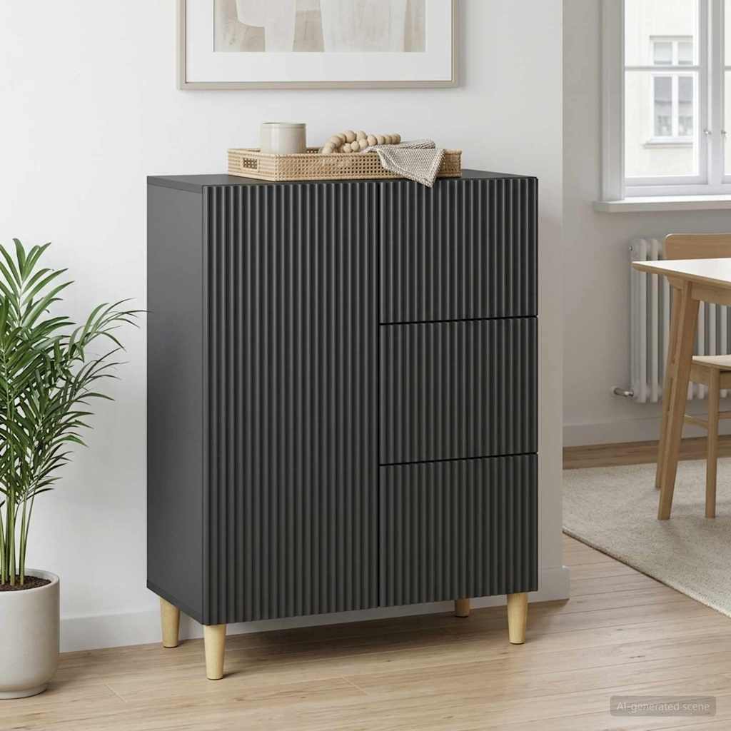 vidaXL Bufet z szufladą Czarny 66 x 34,5 x 90 cm Drewno inżynieryjne