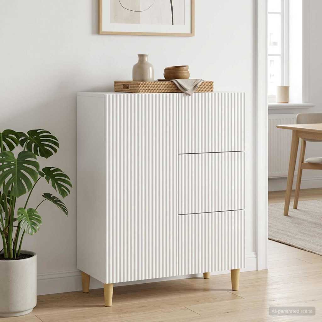 vidaXL Bufet Biały wysoki połysk 66 x 34,5 x 90 cm Drewno inżynieryjne