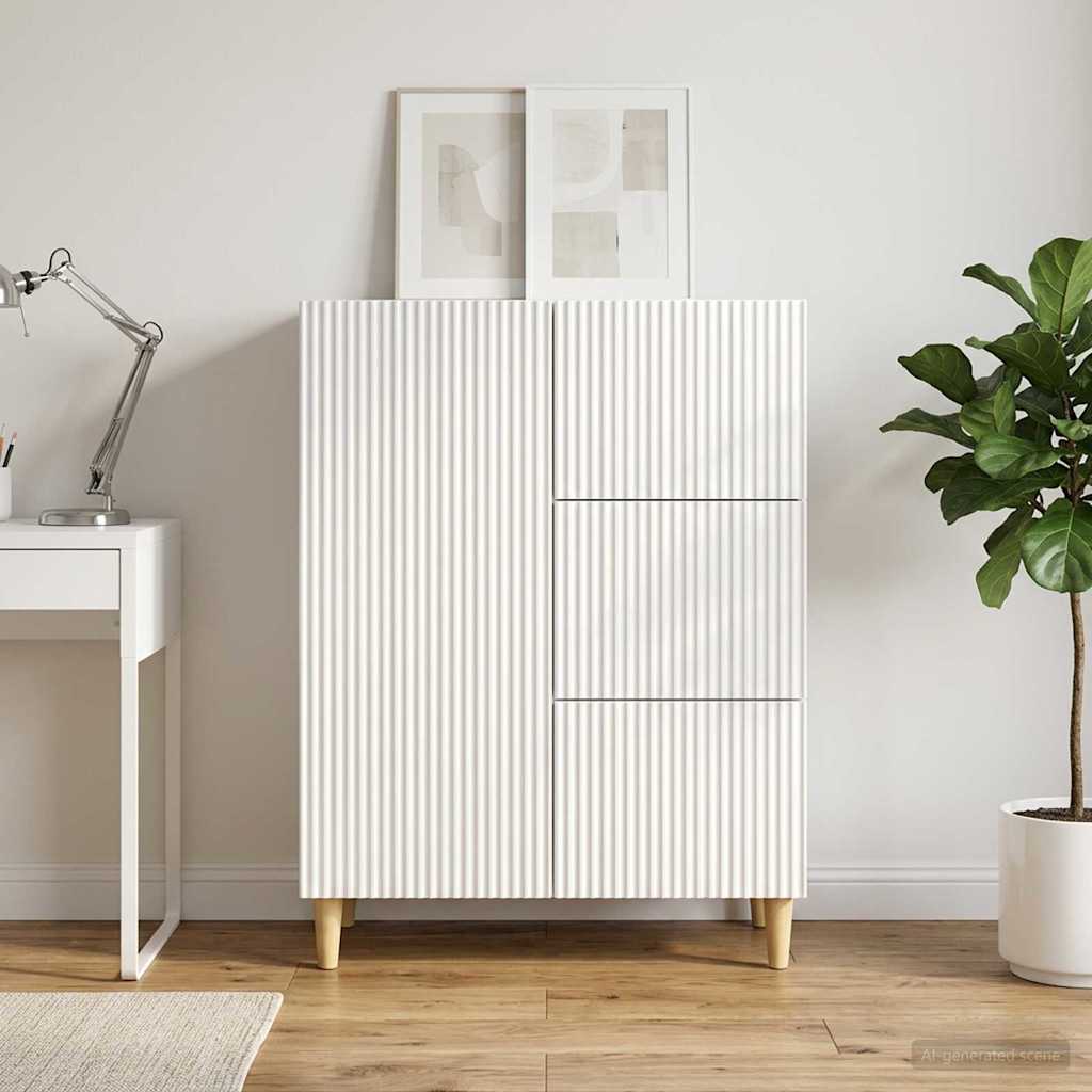 vidaXL Bufet Biały wysoki połysk 66 x 34,5 x 90 cm Drewno inżynieryjne