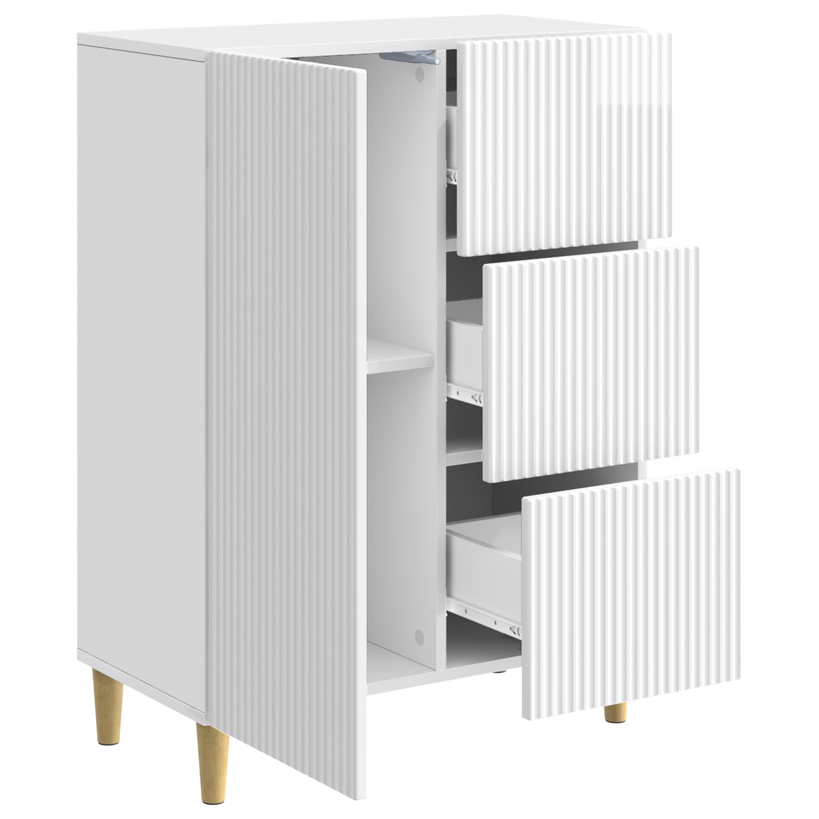 vidaXL Bufet Biały wysoki połysk 66 x 34,5 x 90 cm Drewno inżynieryjne