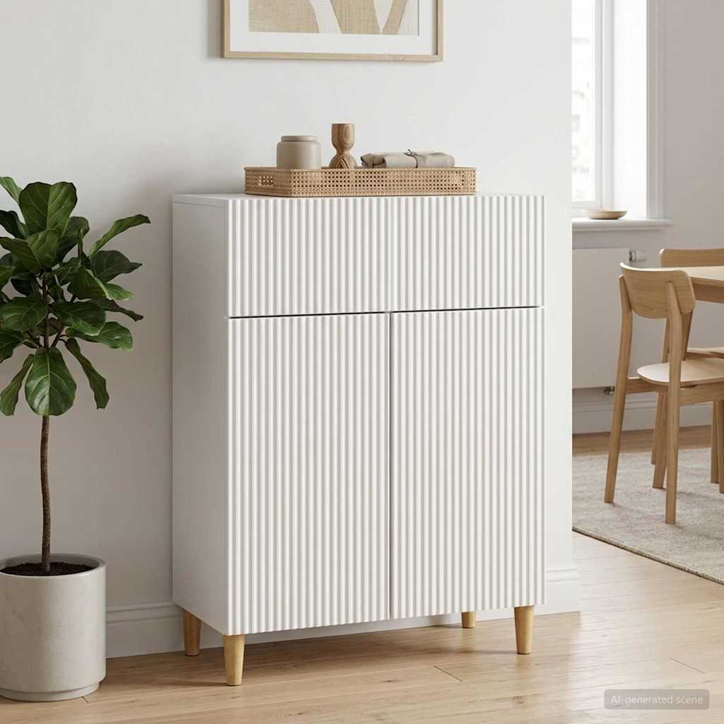 vidaXL Bufet Biały wysoki połysk 66 x 34,5 x 90 cm Drewno inżynieryjne