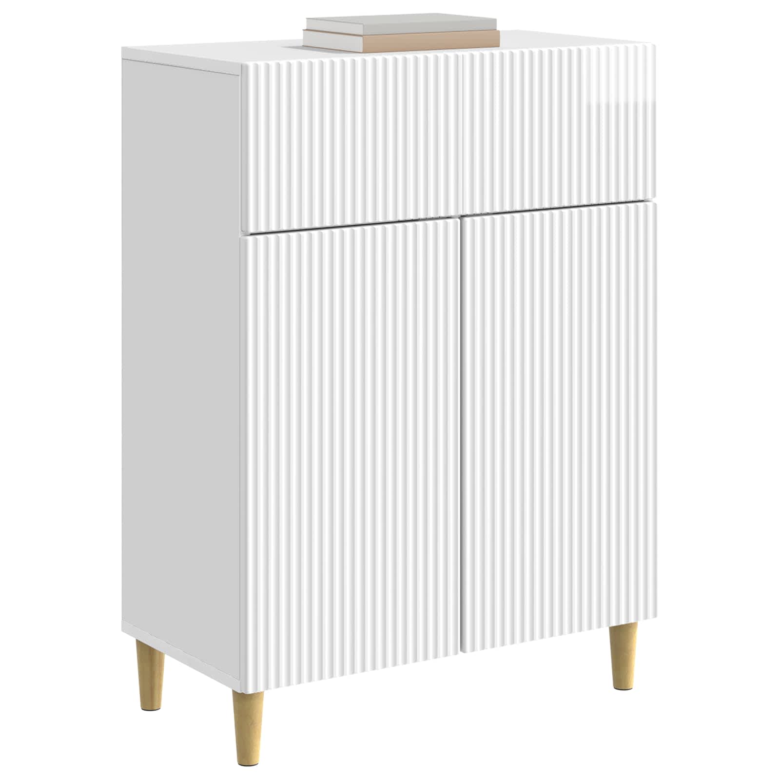 vidaXL Bufet Biały wysoki połysk 66 x 34,5 x 90 cm Drewno inżynieryjne