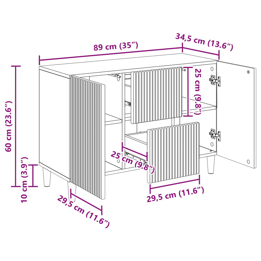vidaXL Bufet dąb Sonoma 89 x 34,5 x 60 cm Drewno inżynieryjne