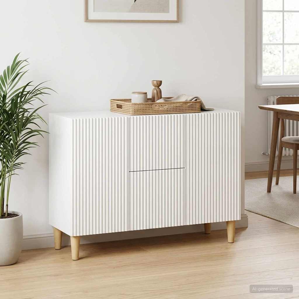 vidaXL Bufet Biały wysoki połysk 89 x 34,5 x 60 cm Drewno inżynieryjne