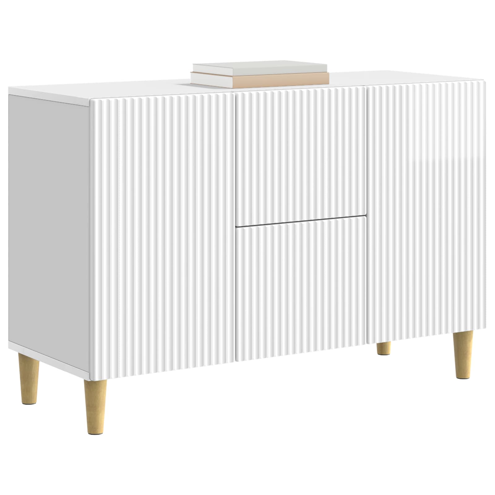 vidaXL Bufet Biały wysoki połysk 89 x 34,5 x 60 cm Drewno inżynieryjne