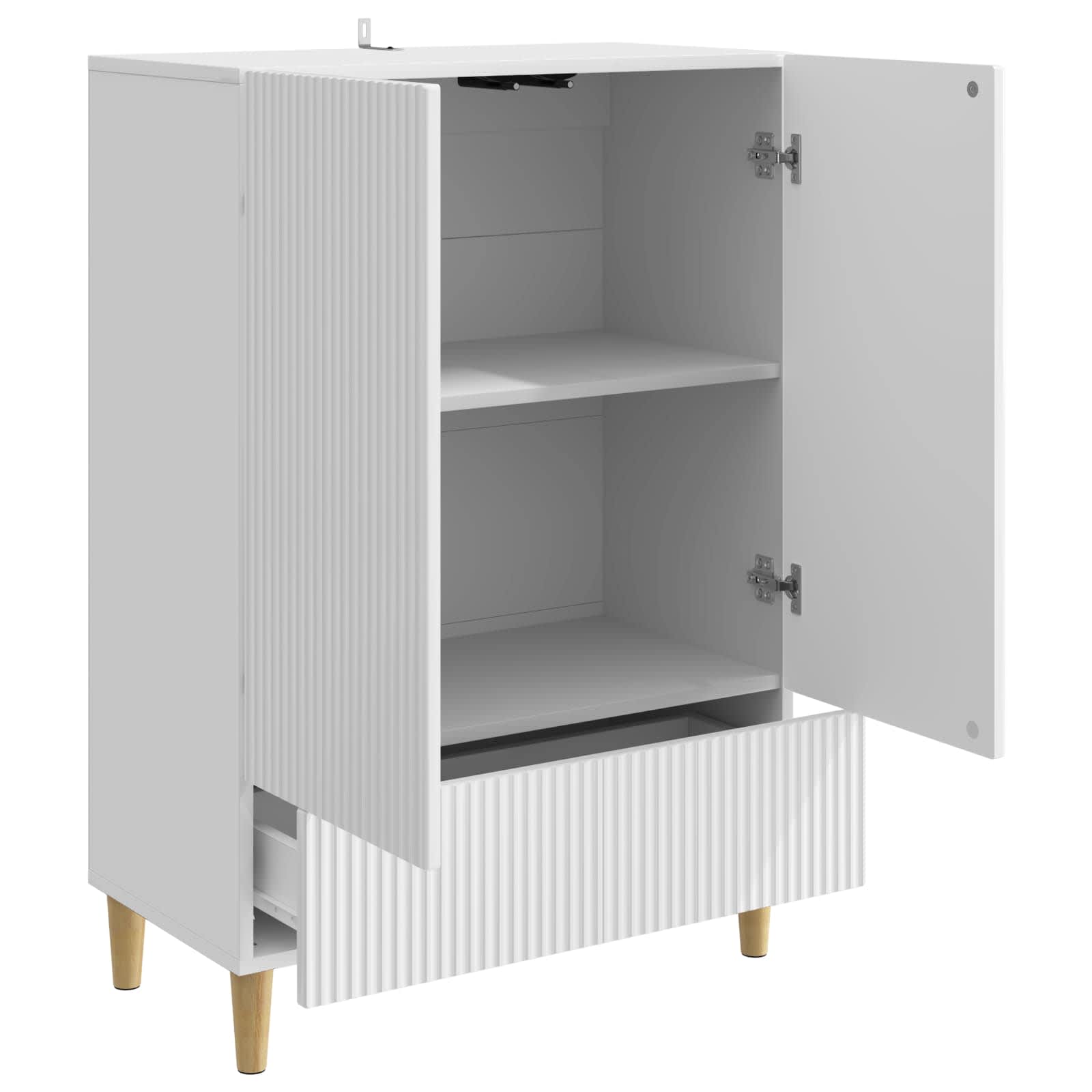 vidaXL Bufet Biały wysoki połysk 66 x 34,5 x 95 cm Drewno inżynieryjne