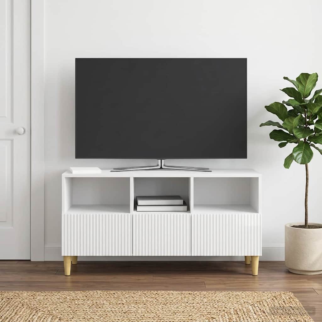 vidaXL Szafka pod telewizor Biały wysoki połysk 102 x 34,5 x 50 cm