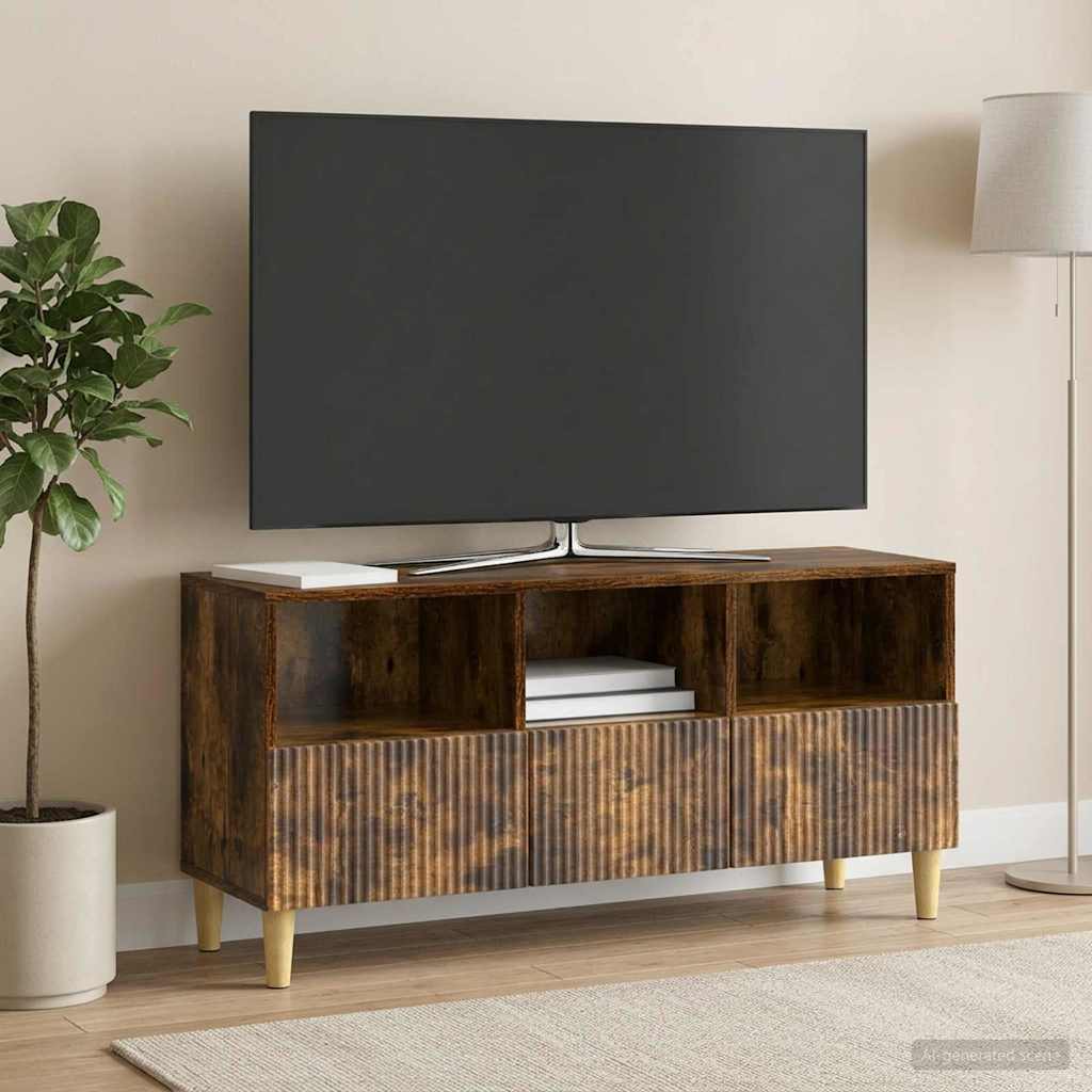vidaXL Szafka pod telewizor z szufladą Dąb wędzony 102 x 34,5 x 50 cm