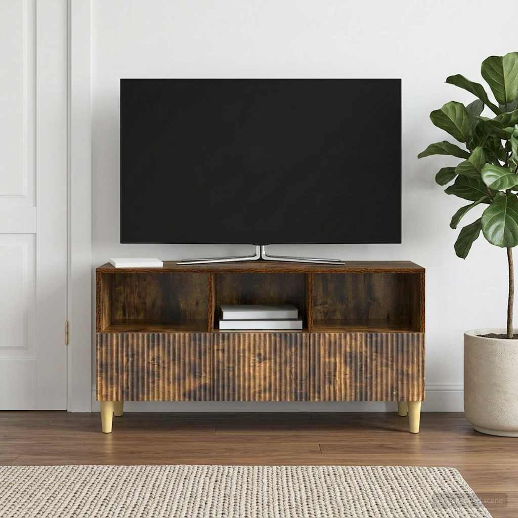 vidaXL Szafka pod telewizor z szufladą Dąb wędzony 102 x 34,5 x 50 cm