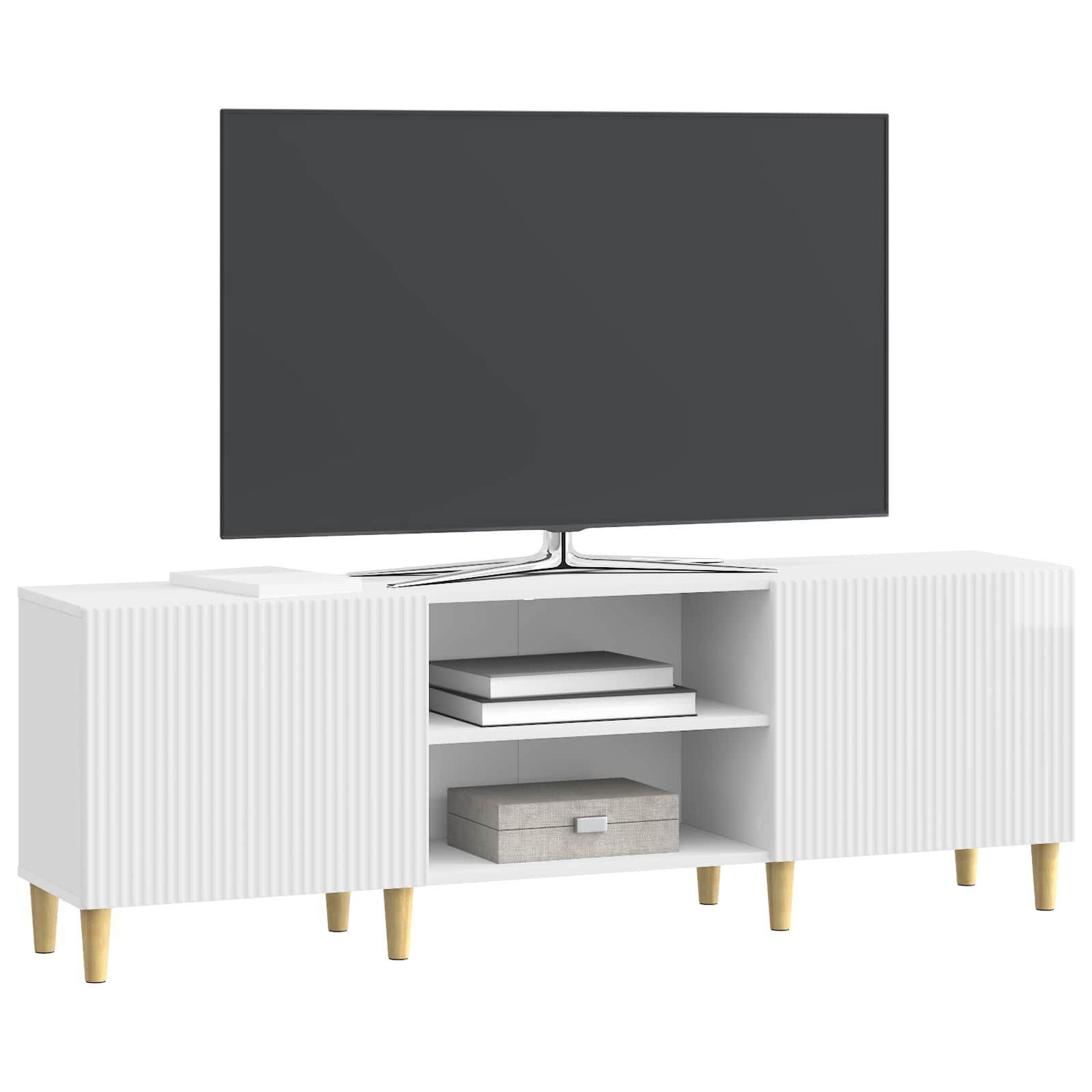 vidaXL Szafka pod telewizor Biały wysoki połysk 150 x 31 x 50 cm
