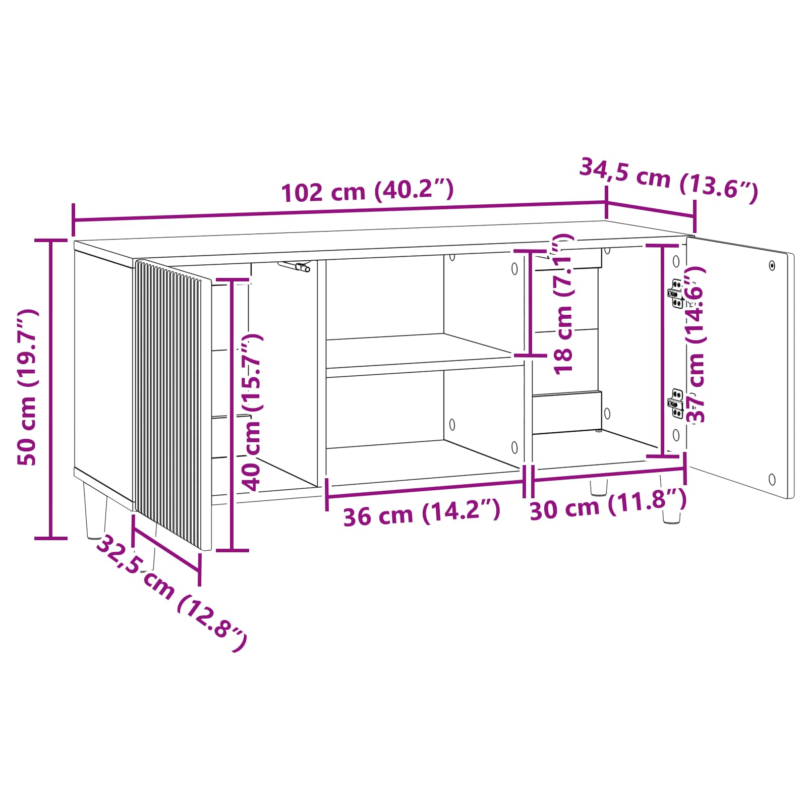 vidaXL Szafka pod telewizor dąb Sonoma 102 x 34,5 x 50 cm