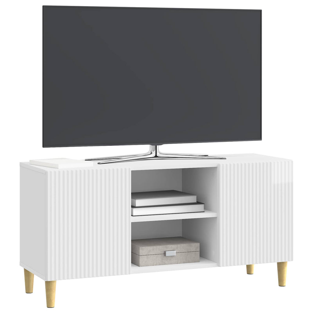 vidaXL Szafka pod telewizor Biały wysoki połysk 102 x 34,5 x 50 cm